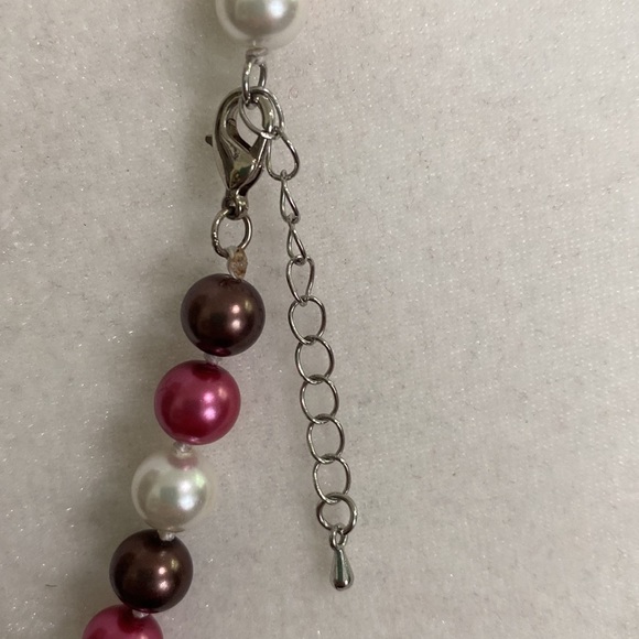 Hand Crafted Freshwater Cultured Pearls Pink Bronze White Necklace Earrings New - Picture 12 of 16